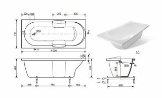 Ванна из литьевого мрамора Эстет Kamelia silk ФР-00014535 180x75см белый матовый